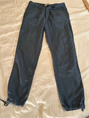 H&M LOGG Linen Casual Drawstring Jogger Pants in Slate Blue 32